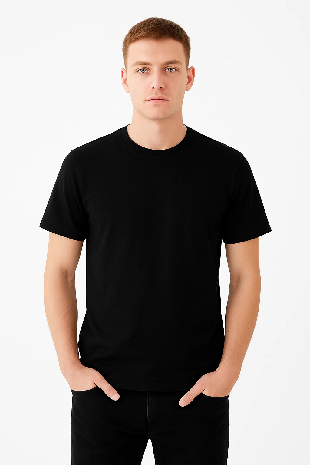 Black Plain Half Sleeves T-Shirt