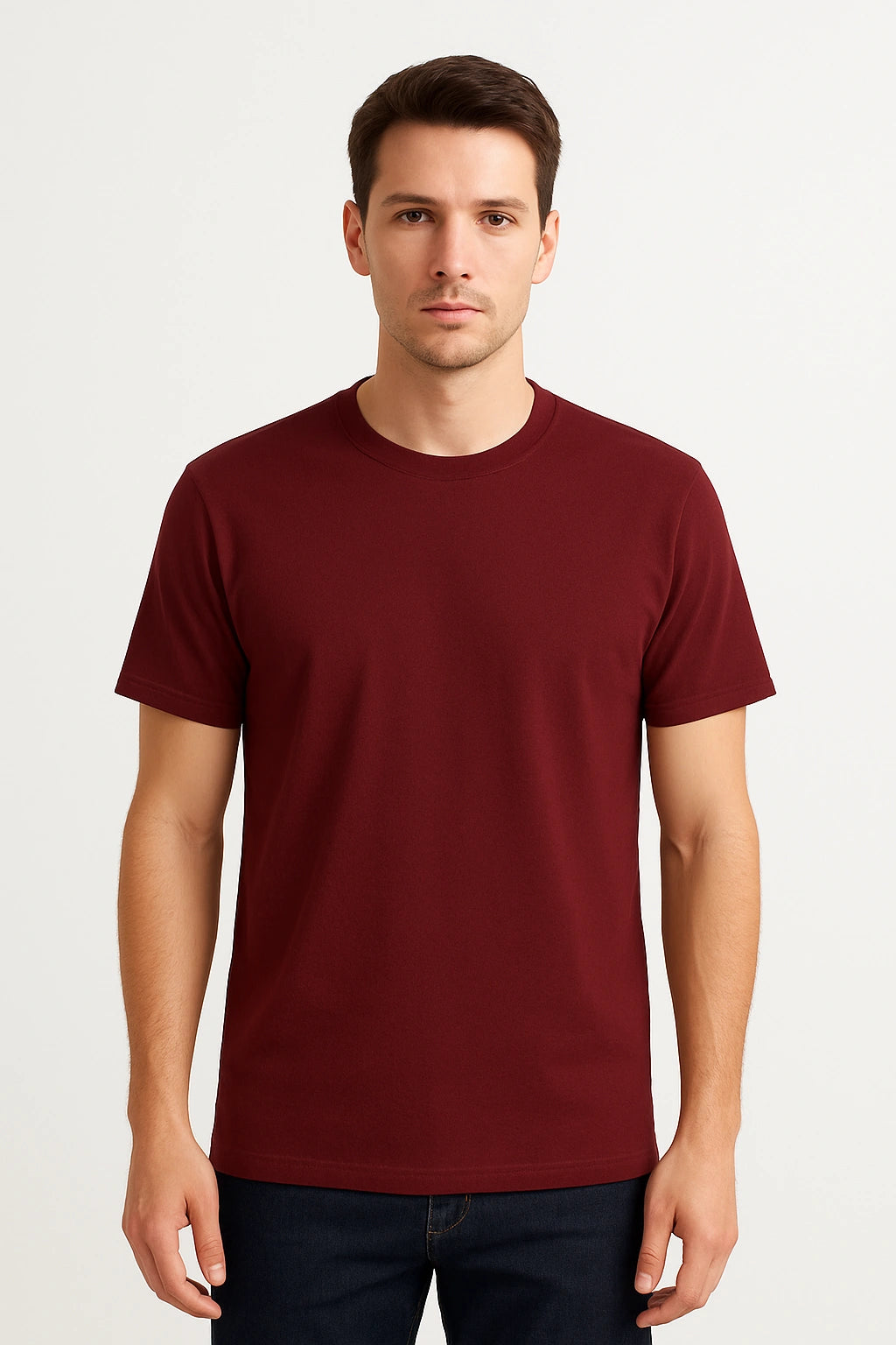 Maroon Plain Half Sleeve T-Shirt