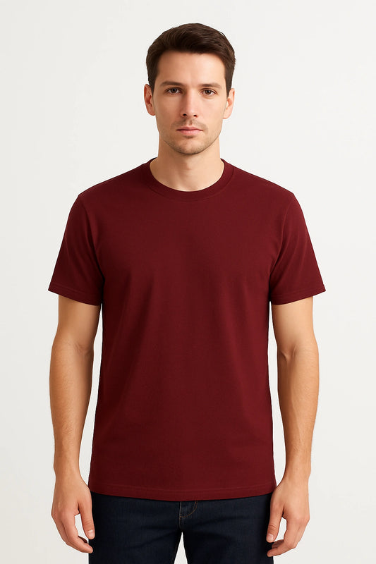 Maroon Plain Half Sleeve T-Shirt